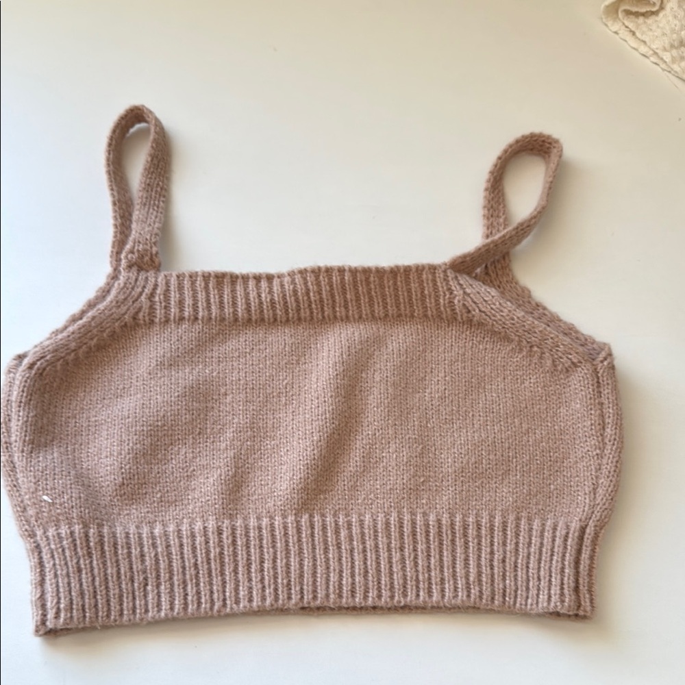 Tan Knit Crop Top from SHEIN size small